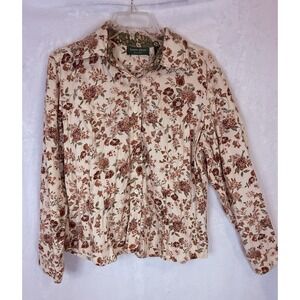 Lemon Grass Studio Floral Button Front Shirt Women's Large Cottagecore Pink